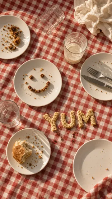 Picnic image example: Post-Picnic Red Gingham Mat Still Life