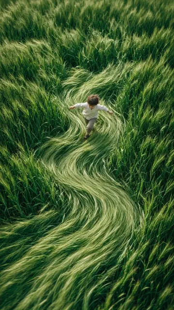 Running Through Green Wheat River