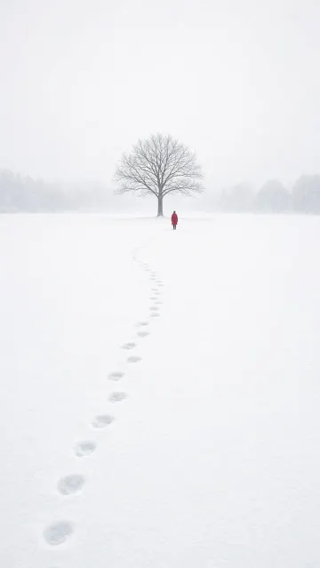 Minimalist Snow Footprints in Silent Park