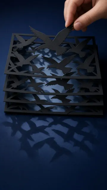 Laser Cut Paper Art Flying Birds