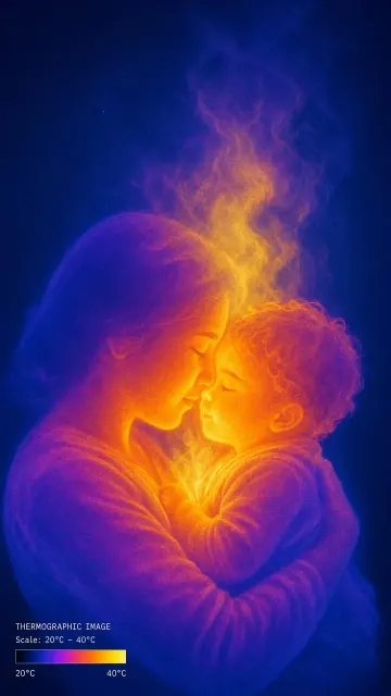Mother and Child image example: Thermal Imaging Mother and Child Embrace