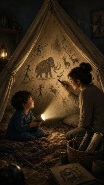 Tent Cave Painting Shadowplay Illustration