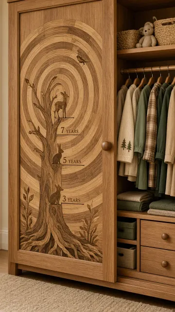 Wooden Marquetry Growth Tree Wardrobe