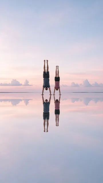 Symmetrical Salt Flat Handstand Land Art