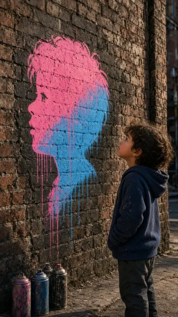 Stencil Street Art Child Profile Silhouette