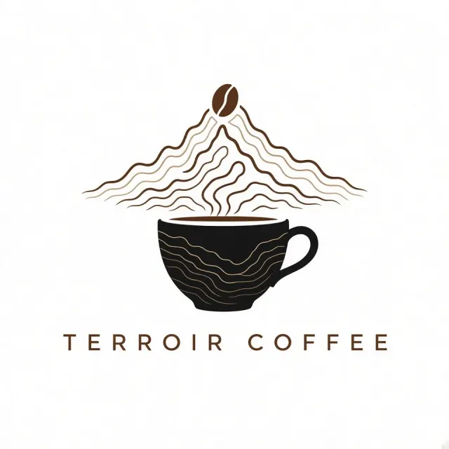 Food & Beverage image example: Abstract Coffee Steam Mountain Range Logo