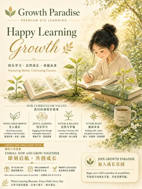 Education Poster image example: Growth Paradise K12 Education Brand Campaign Poster