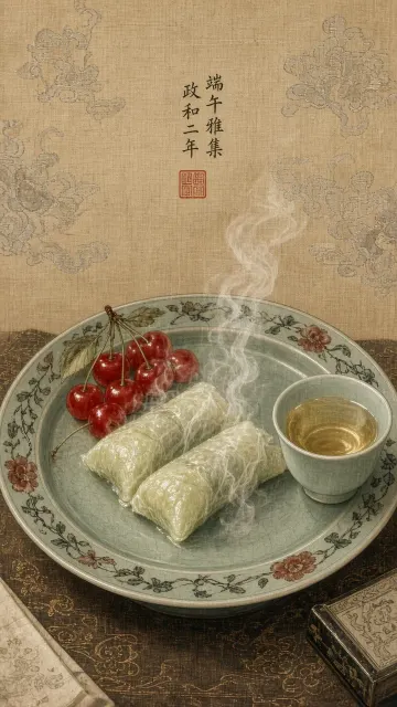 Song Dynasty Court Style Dragon Boat Scholar Gathering Painting