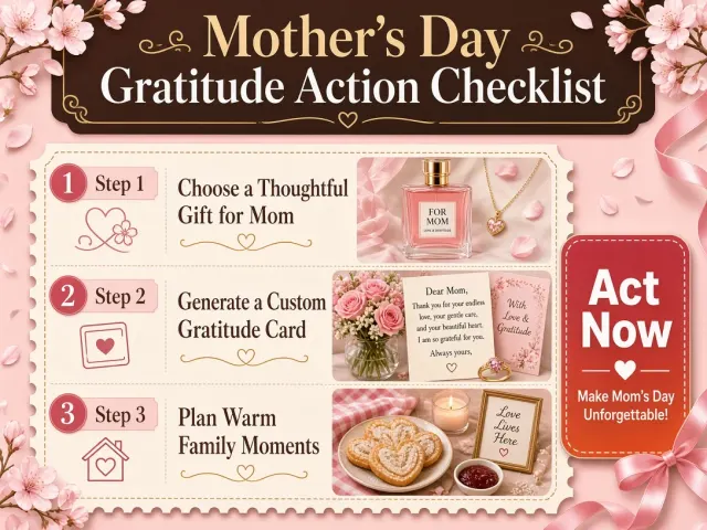 Invitation Card image example: Mother's Day Gratitude Action Checklist E-Commerce Poster