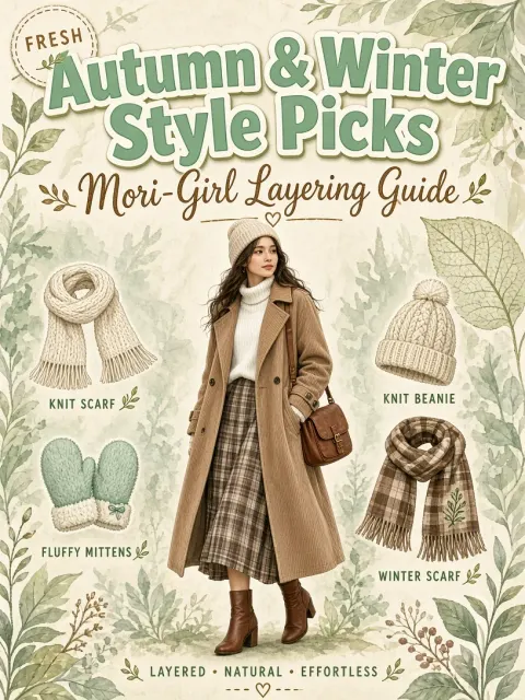 Fabric and Textiles image example: Mint Green Forest Aesthetic Autumn Winter Style Guide Poster