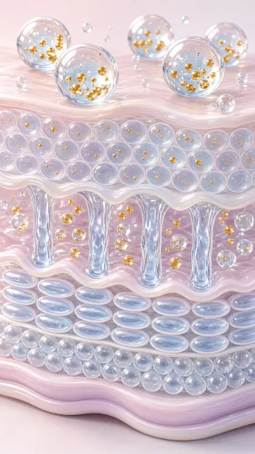 Microscopic View image example: 3D Dermal Cross-Section of Skincare Ingredient Absorption