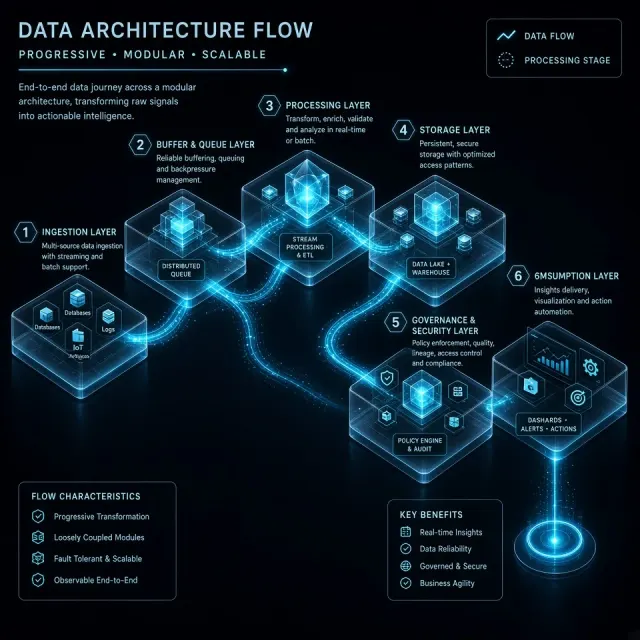 Futuristic Dark Blue Frosted Glass Data Architecture