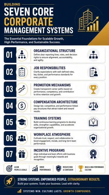 Business Professional image example: Seven Core Management Systems Business Infographic Poster
