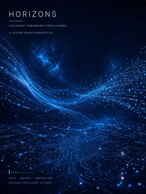 Presentation Deck image example: Deep Blue Cosmic Particle Stream Slide Cover