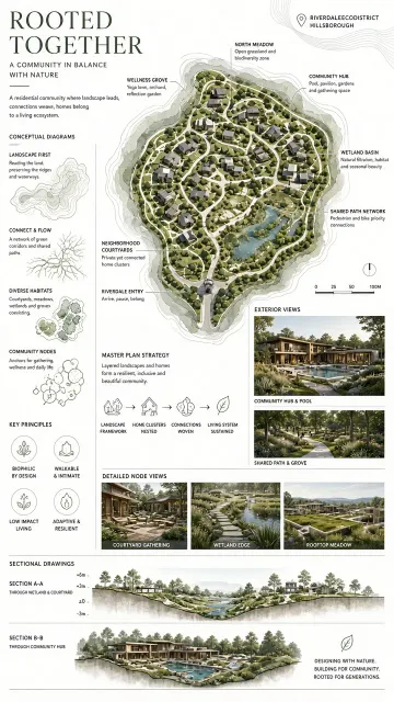 Landscape Architecture image example: Landscape Residential Architecture Competition Board