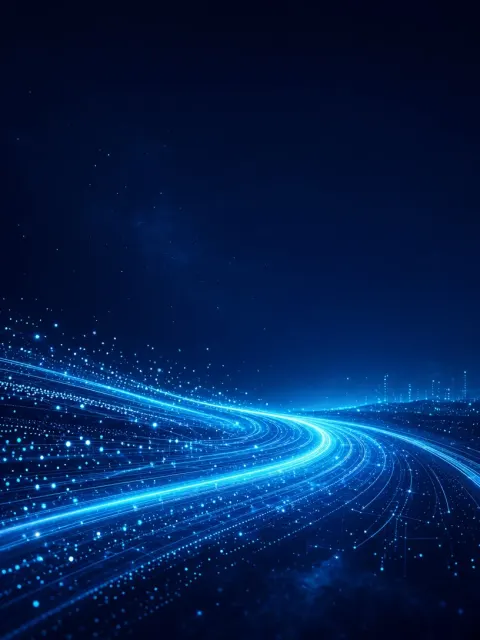 Presentation Slide image example: Deep Space Blue Digital Particle Beam