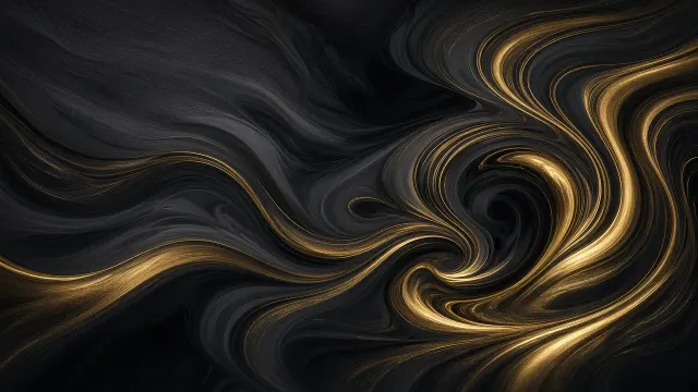 Dark Charcoal and Gold Fluid Vortex Background