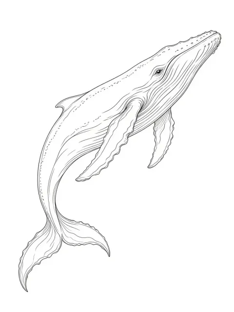 Minimalist Fine Line Art Whale Illustration