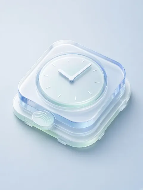 Tech Style image example: Futuristic Transparent Clock Time Icon