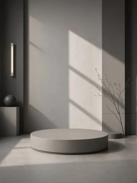 Morandi Tones image example: Minimalist Sophisticated Grey E-Commerce Display Podium
