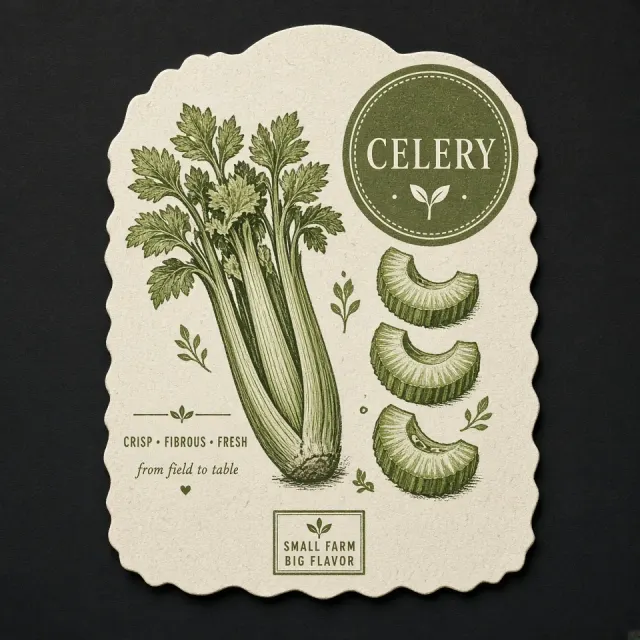 Block Print image example: Fresh Celery Botanical Block Print Card
