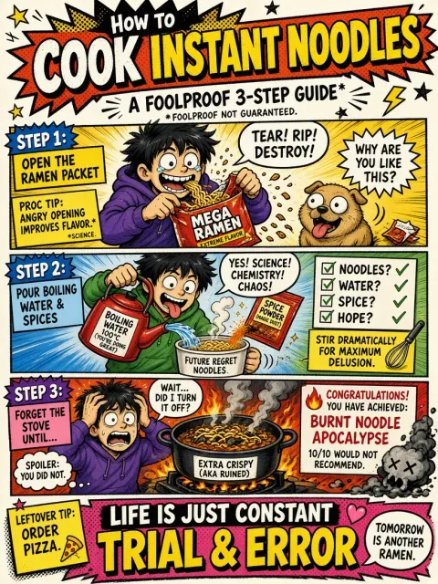 Card Design image example: Ramen Cooking Comic Tutorial Card