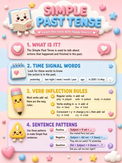 Simple Past Tense Grammar Infographic