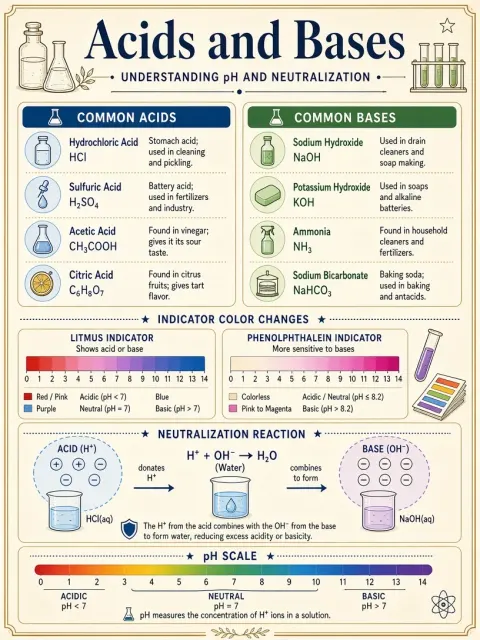 Paper Texture image example: Acids and Bases Chemistry Knowledge Card
