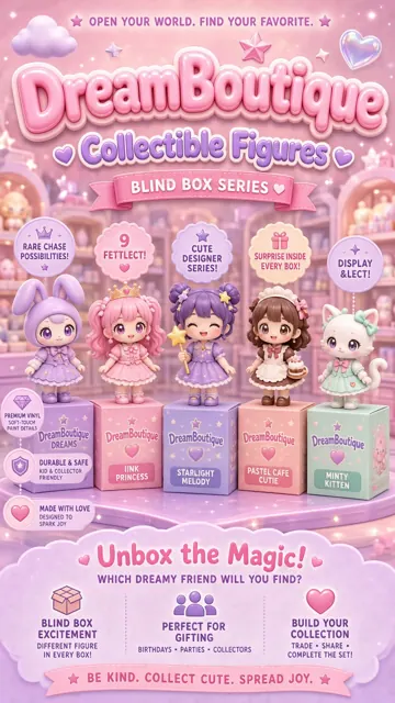 Cute Cartoon image example: Pastel Blind Box Toy Promo Poster