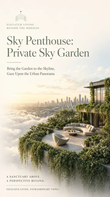 Centered Composition image example: Sky Penthouse Garden Real Estate Poster