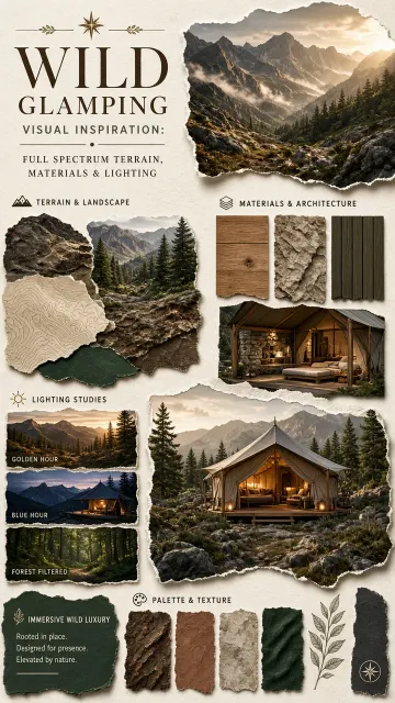 Landscape Architecture image example: Wild Luxury Campsite Collage Concept Board
