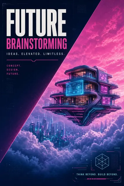 Neon Glow image example: Neon Holographic Floating Villa Brainstorm Cover