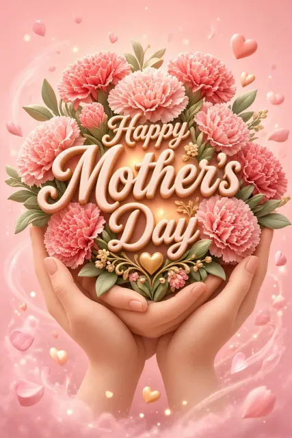 Mother Day image example: 3D Carnation Bouquet Mother Day Poster Illustration