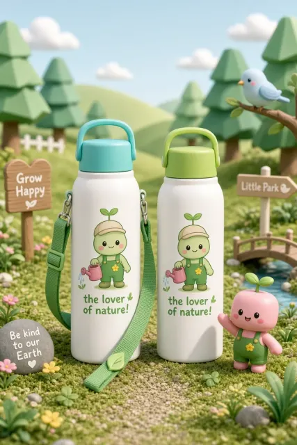 Chibi Style image example: Whimsical Children's Thermos Product Photography