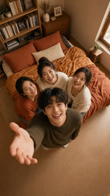 Poster Design image example: Overhead Bedroom Selfie Perspective Poster