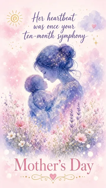 Botanical Flowers image example: Hazy Watercolor Mother's Day Silhouette Poster
