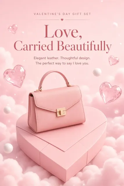 Fashion image example: Macaron Pink Valentine Handbag E-Commerce Poster
