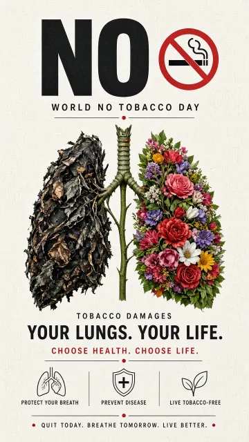 photography image example: World No Tobacco Day Botanical Lung Collage Poster