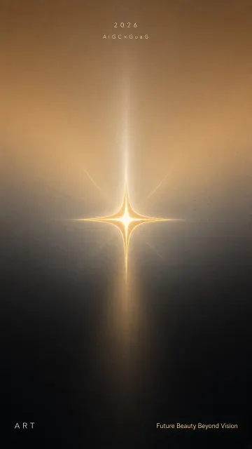 Geometric Design image example: Minimalist Golden Cross Star Futuristic Poster