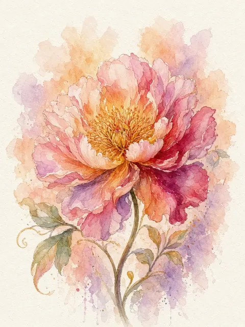 Expressive Ink image example: Minimalist Storybook Watercolor Blossom