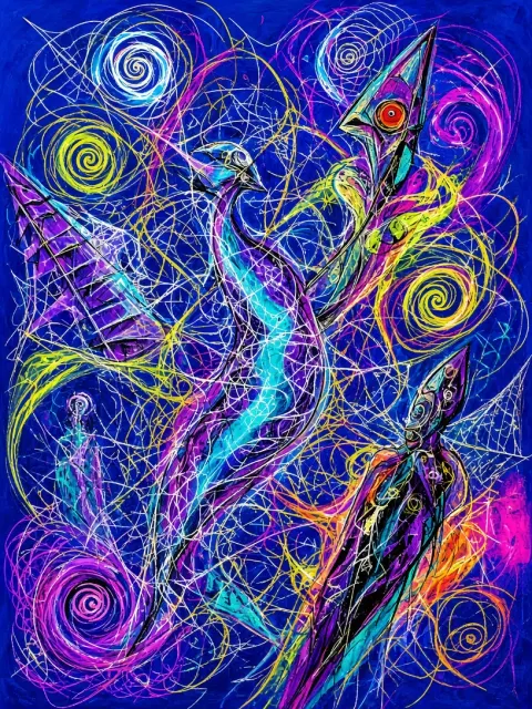 Dynamic Lines image example: Deconstructed Abstract Spiderweb Painting