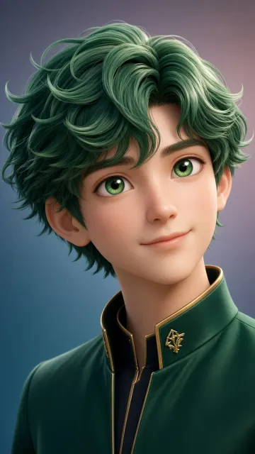 Boy Portrait image example: 3D Stylized Boy Portrait with Green Hair