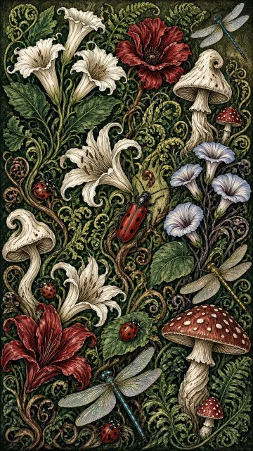 Fantasy Botanical image example: Whimsical Botanical Pen and Ink Illustration