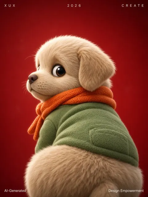 3D Fluffy Puppy Close Up