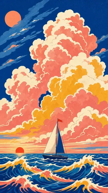 Dopamine Screen Print Sailboat Illustration