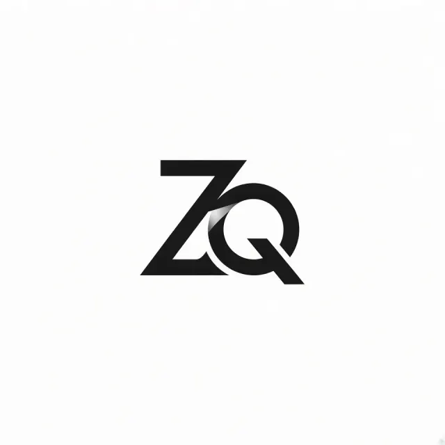 Abstract Geometric ZQ Monogram Logo Design