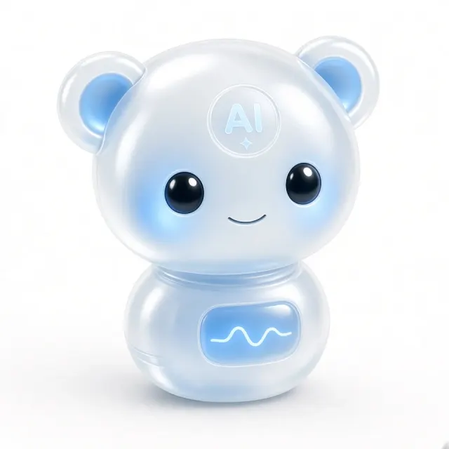 Matte Frosted image example: Frosted Glass AI Robot Bear Mascot 3D Icon