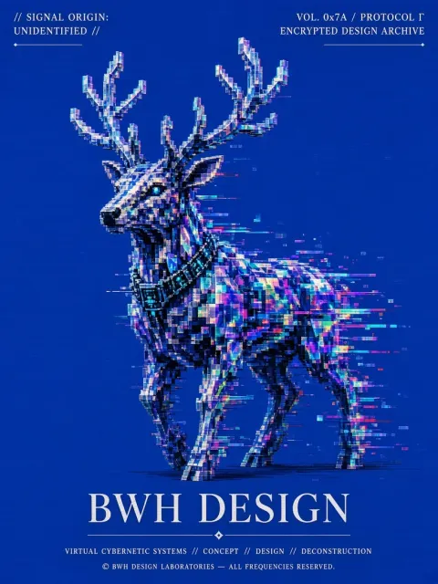 Vibrant Saturated image example: Digital Glitch Pixel Hologram Deer