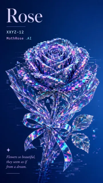 Centered image example: Cyberpunk Crystal Pixel Rose Poster