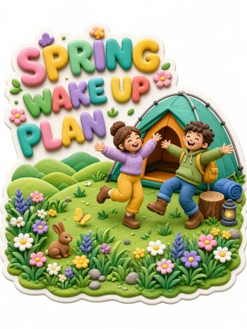Die Cut image example: 3D Spring Awakening Camping Die-Cut Card